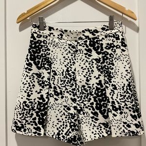 J. Crew Black and White Animal Print Skort